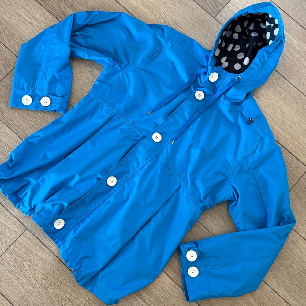 Danefae Blue Rain Jacket Womens size XXL Trendy Vintage Spring Bright